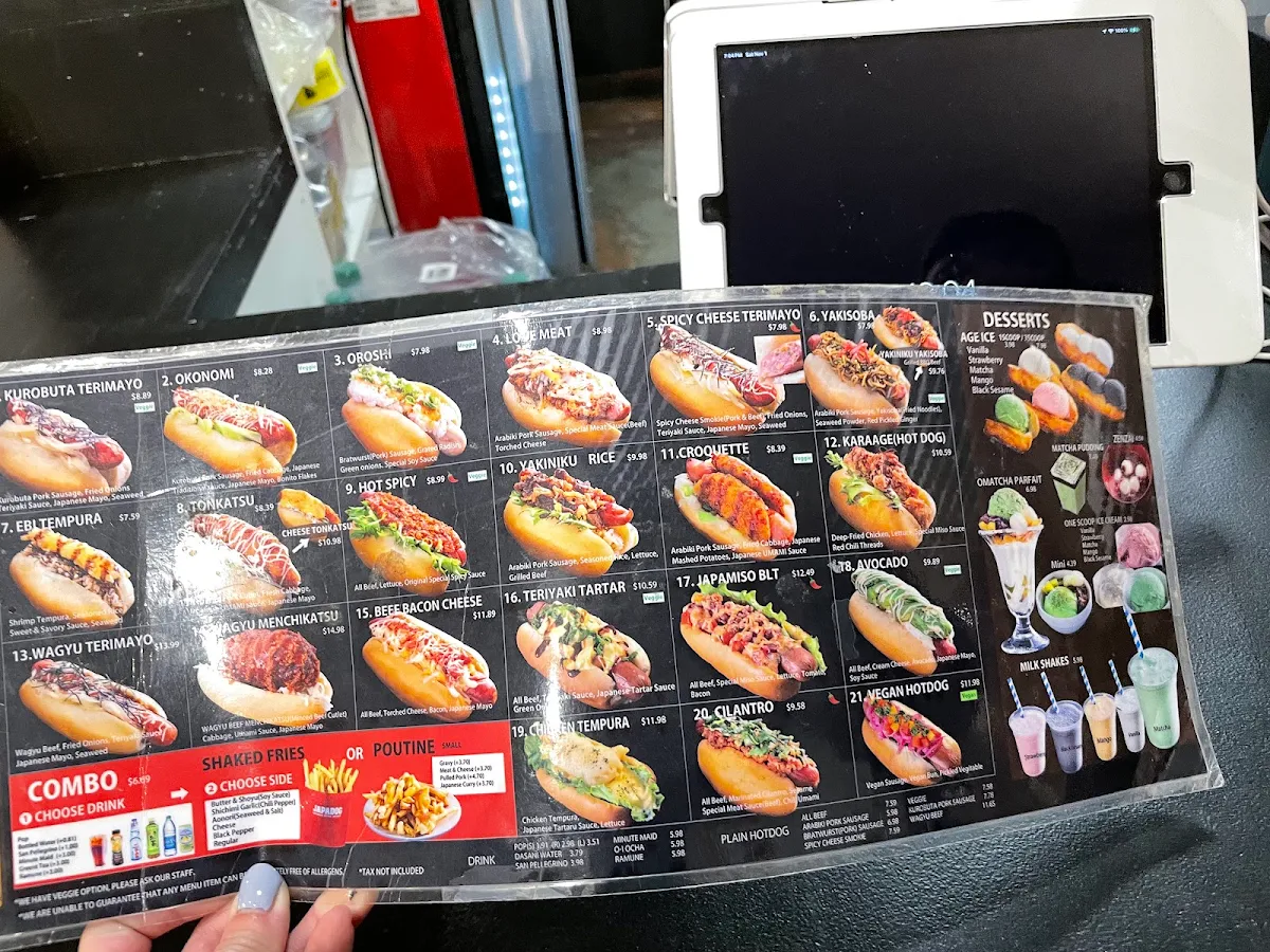 Menu, Japadog