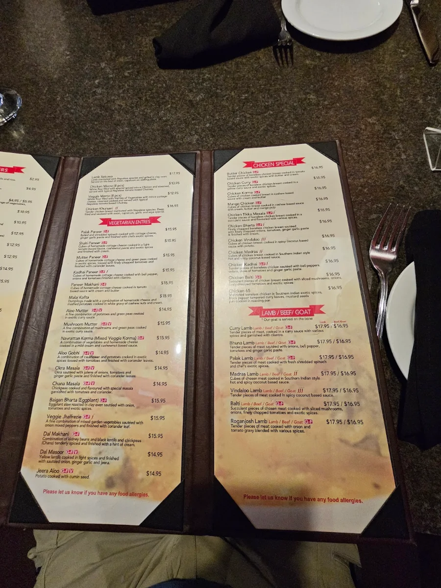 Menu, Green Chili - Indian Cuisine Calgary