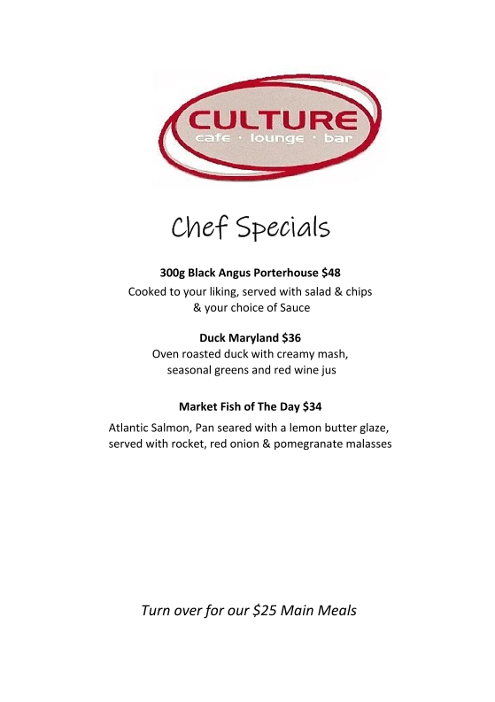 Menu, Culture Colac