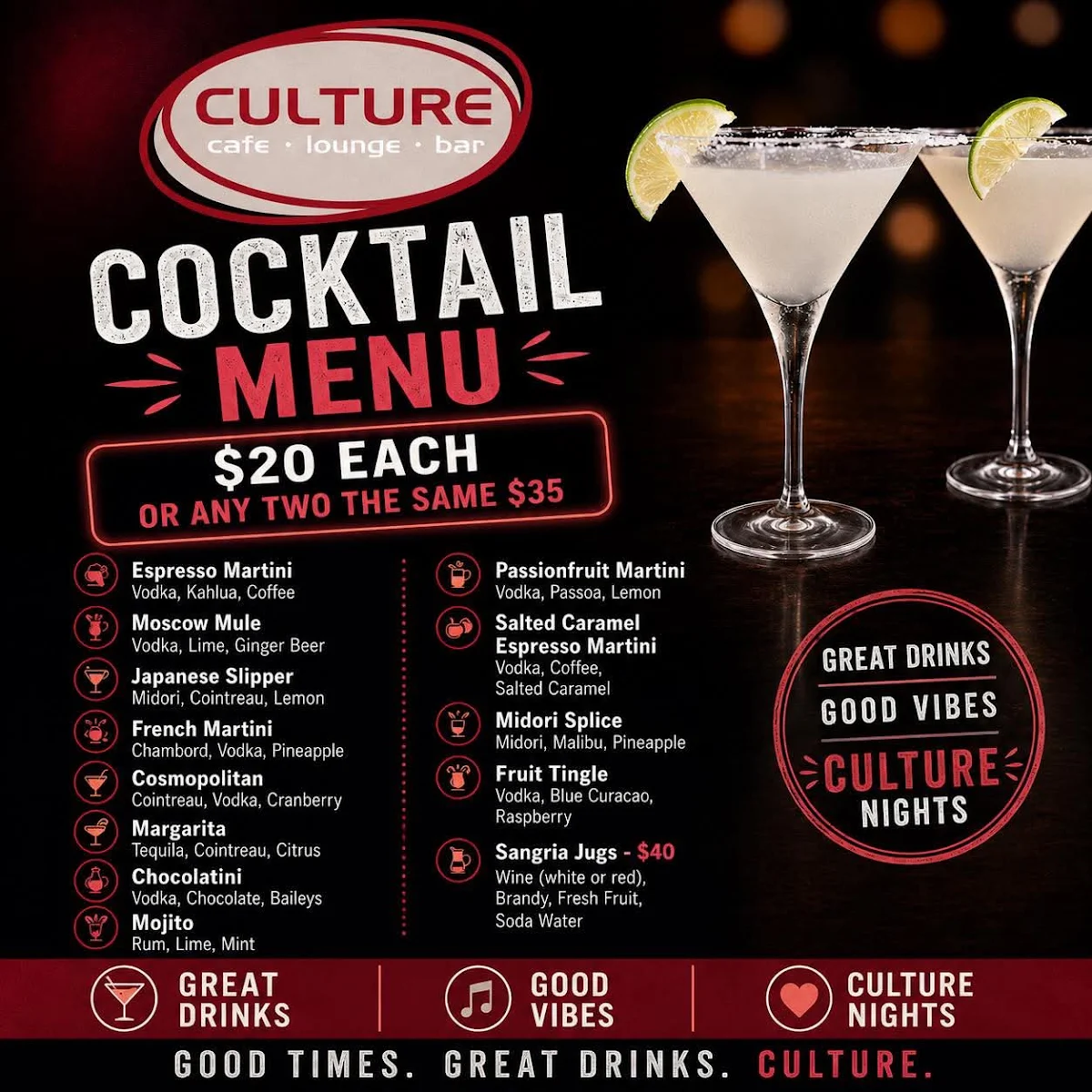 Menu, Culture Colac