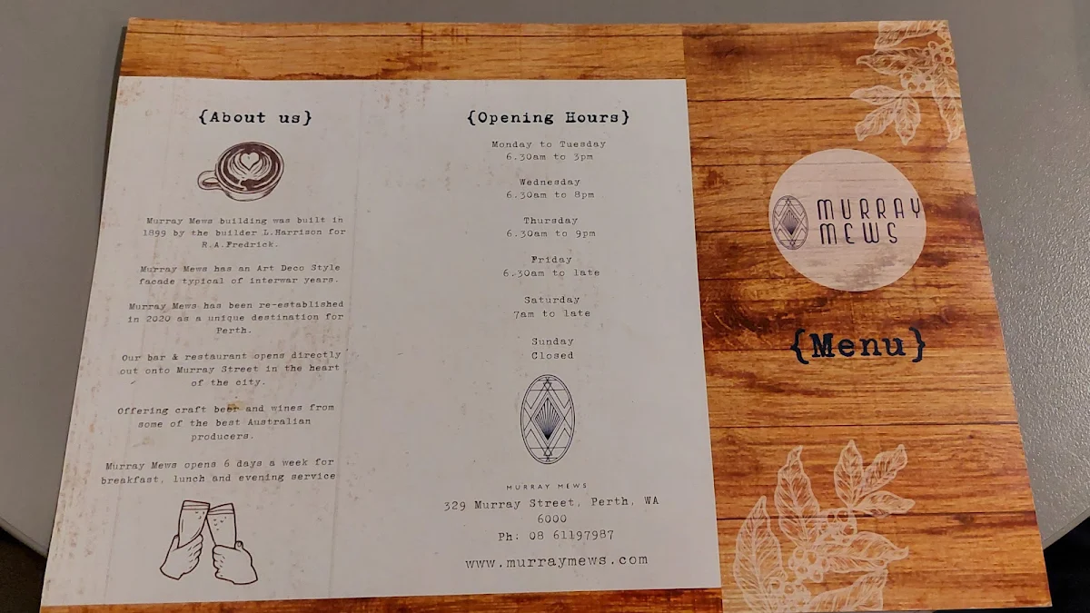 Menu, Murray Mews