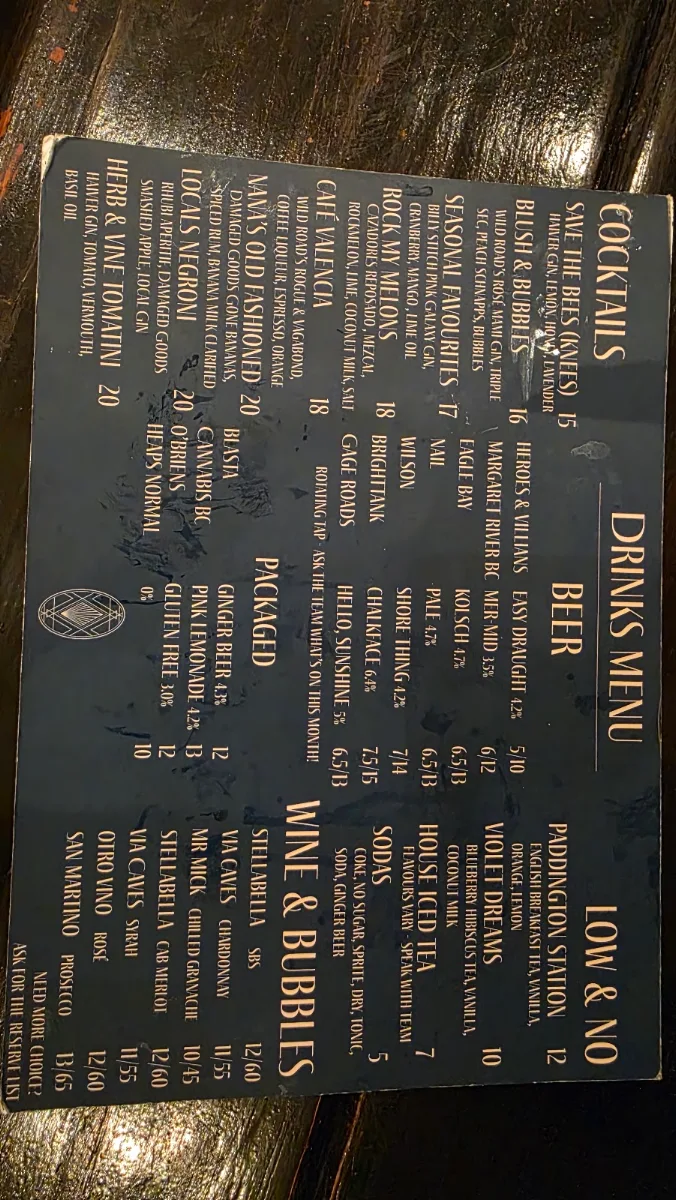 Menu, Murray Mews