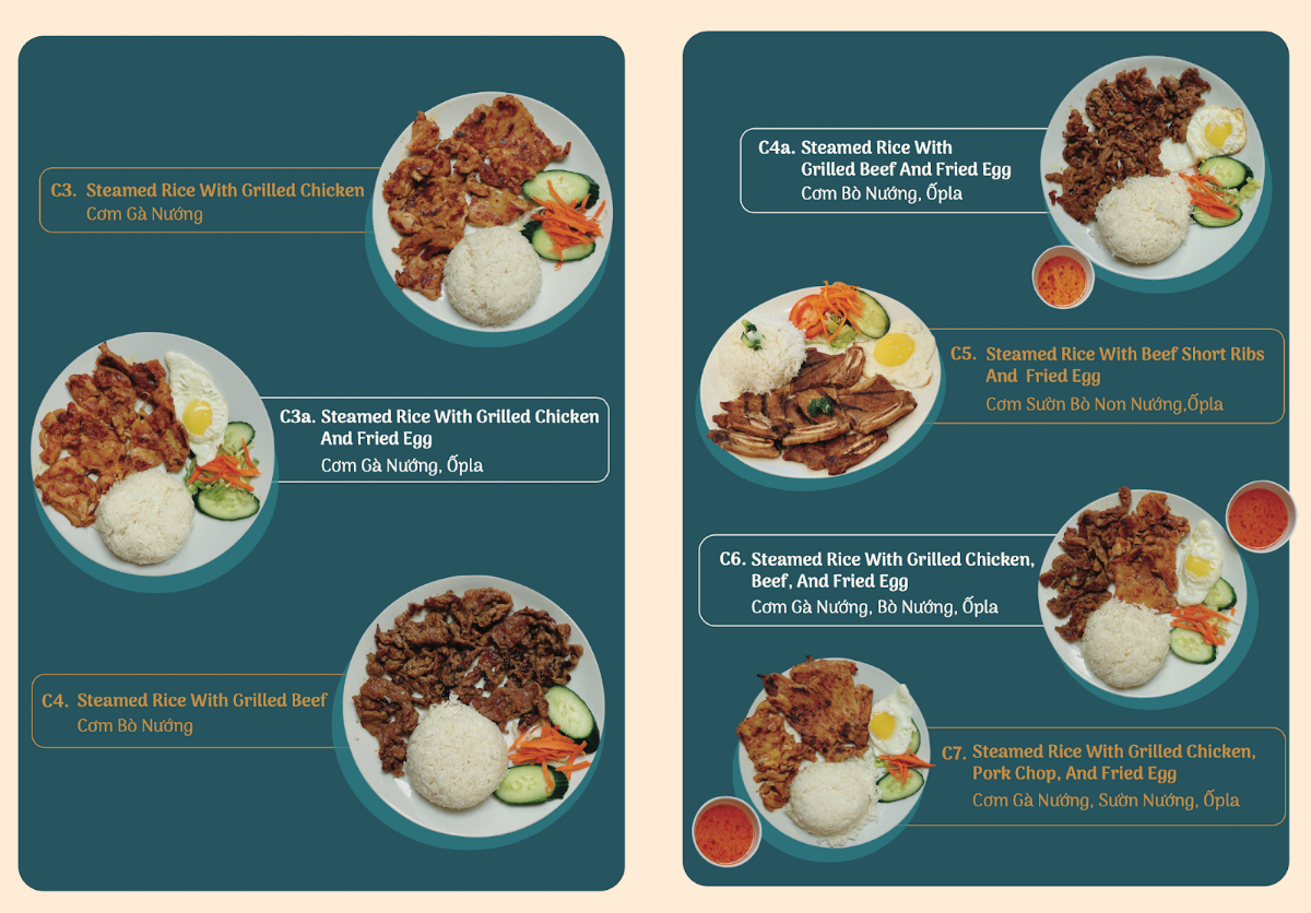 Menu, North Star Pho