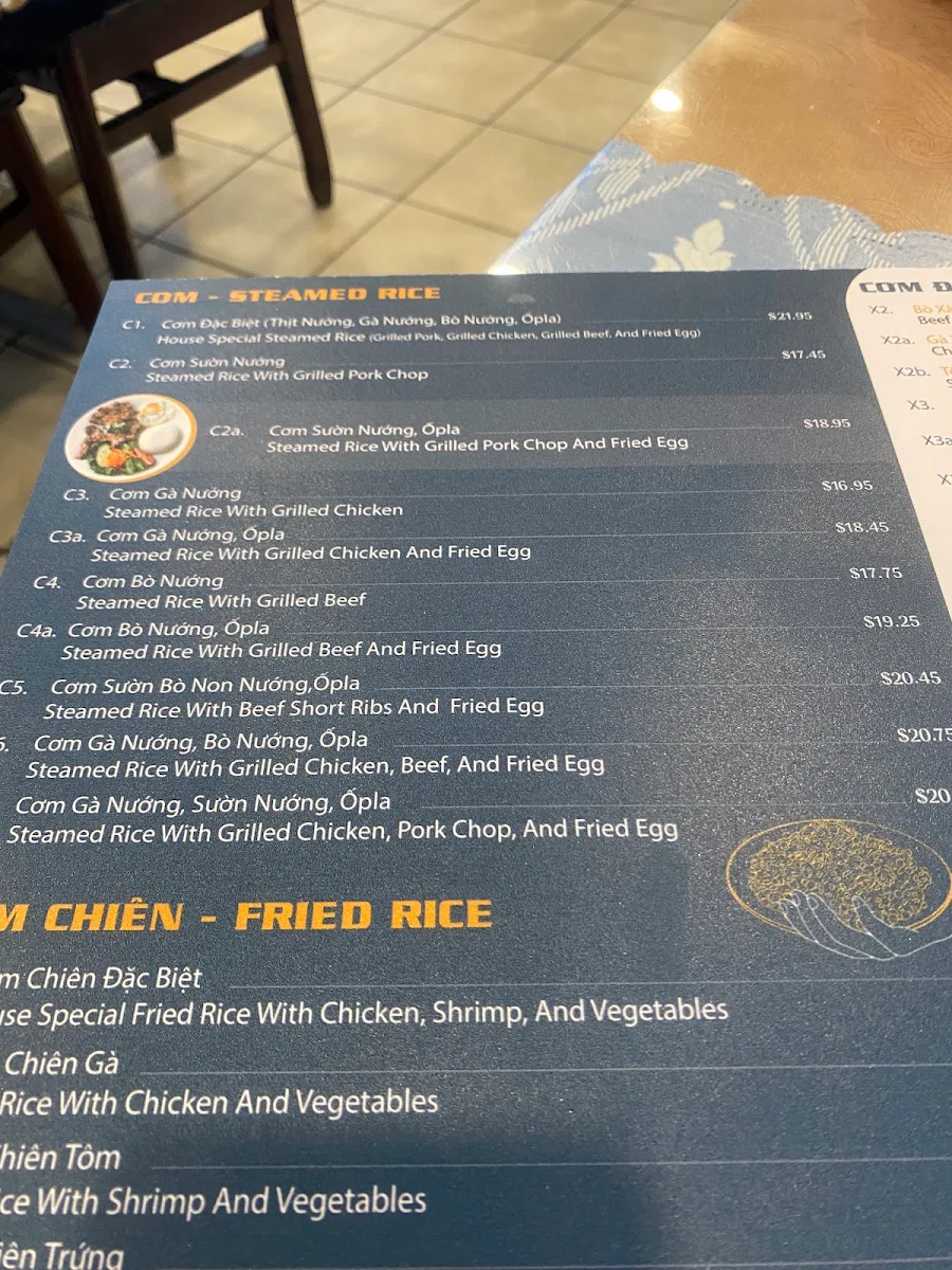 Menu, North Star Pho