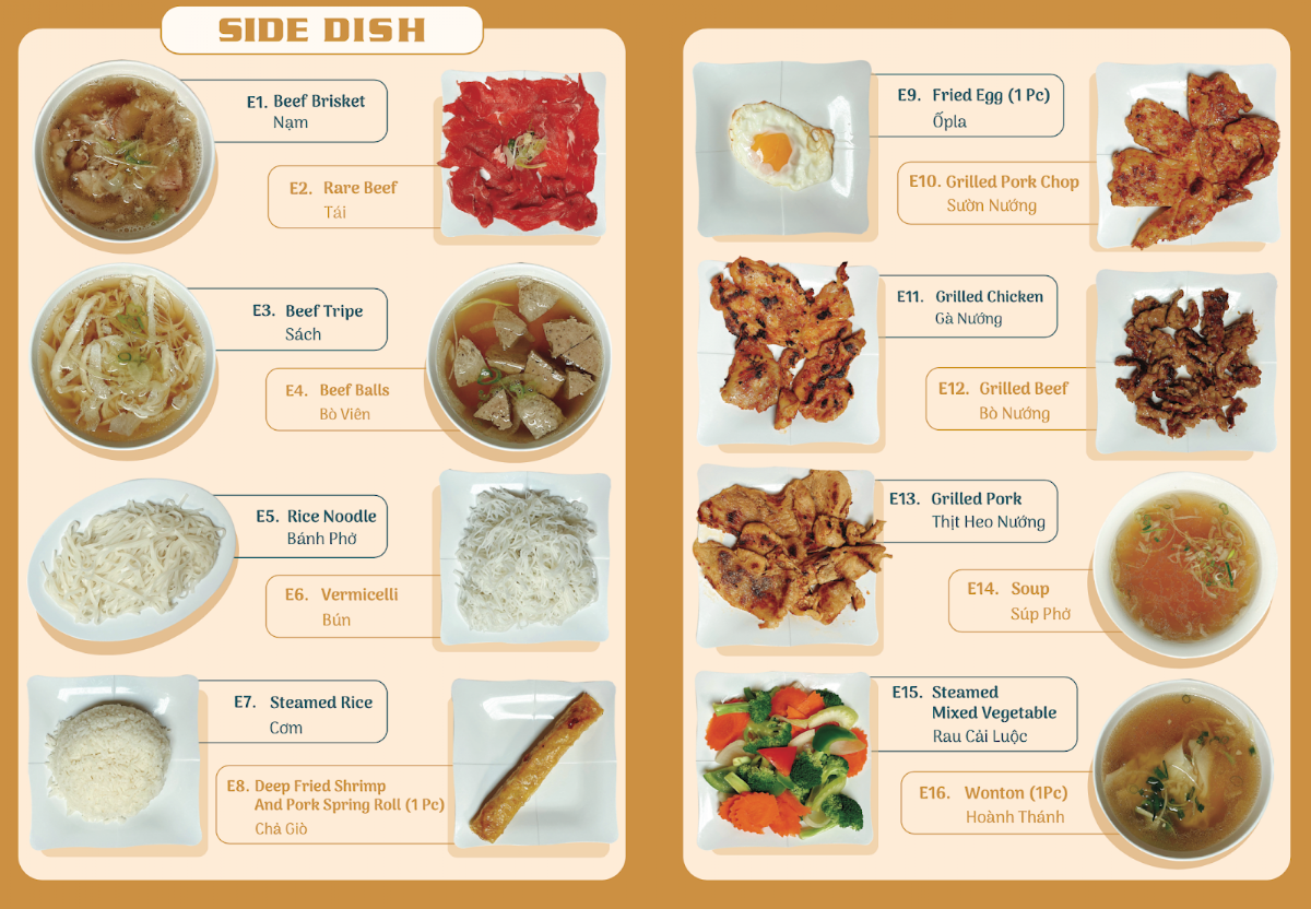 Menu, North Star Pho