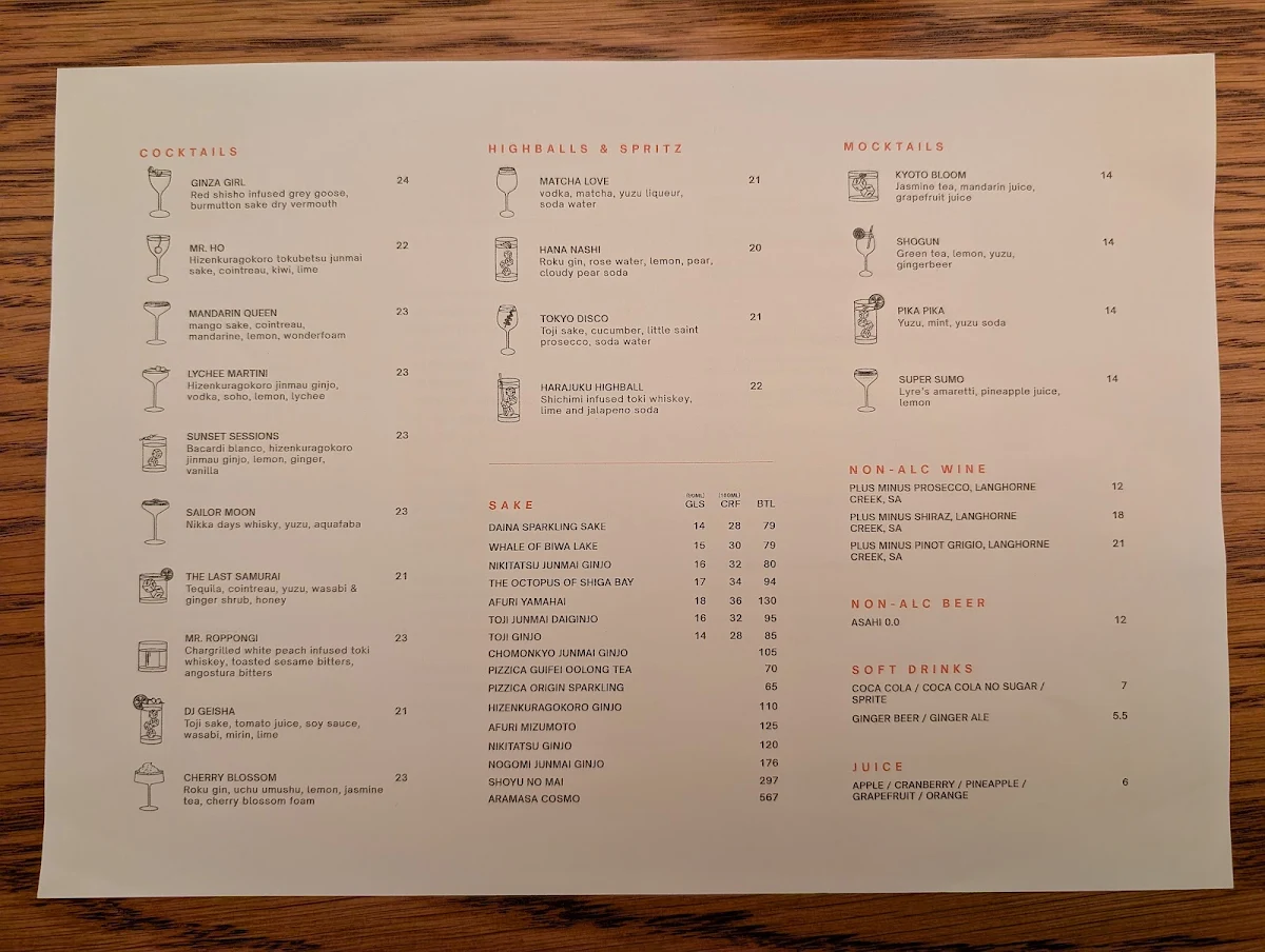 Menu, Disuko