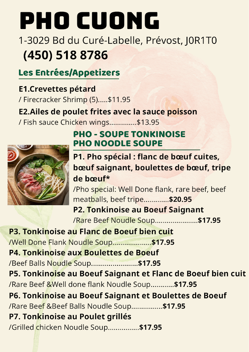 Menu, Pho Cuong