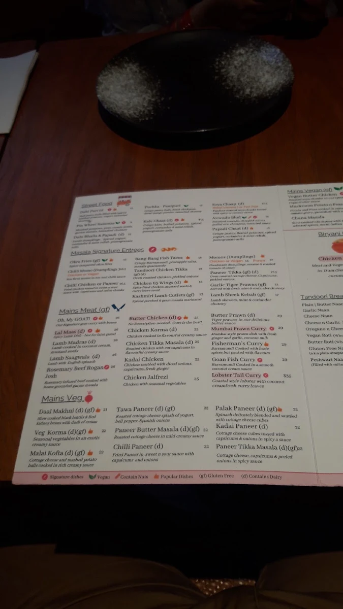 Menu, Masala Kitchen Lane Cove