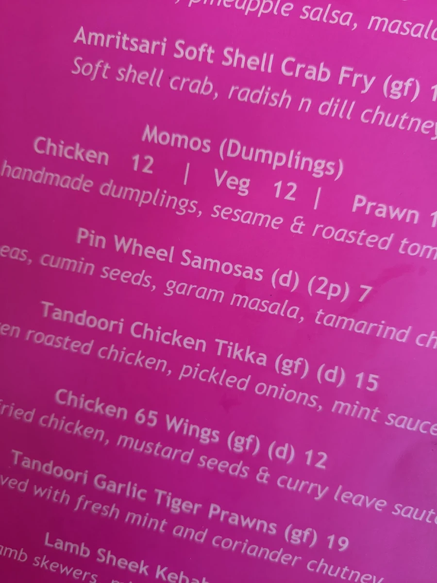 Menu, Masala Kitchen Lane Cove