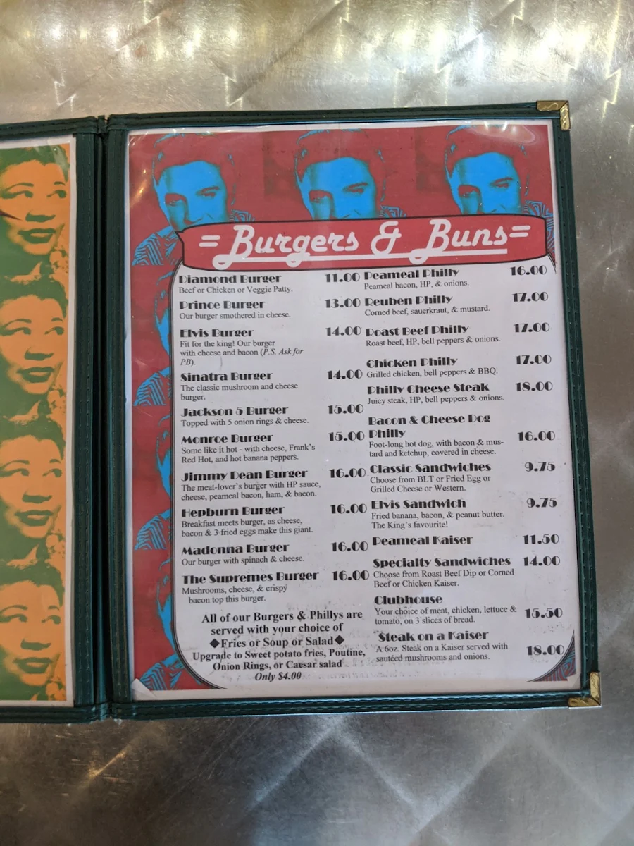 Menu, Diamond's Grill
