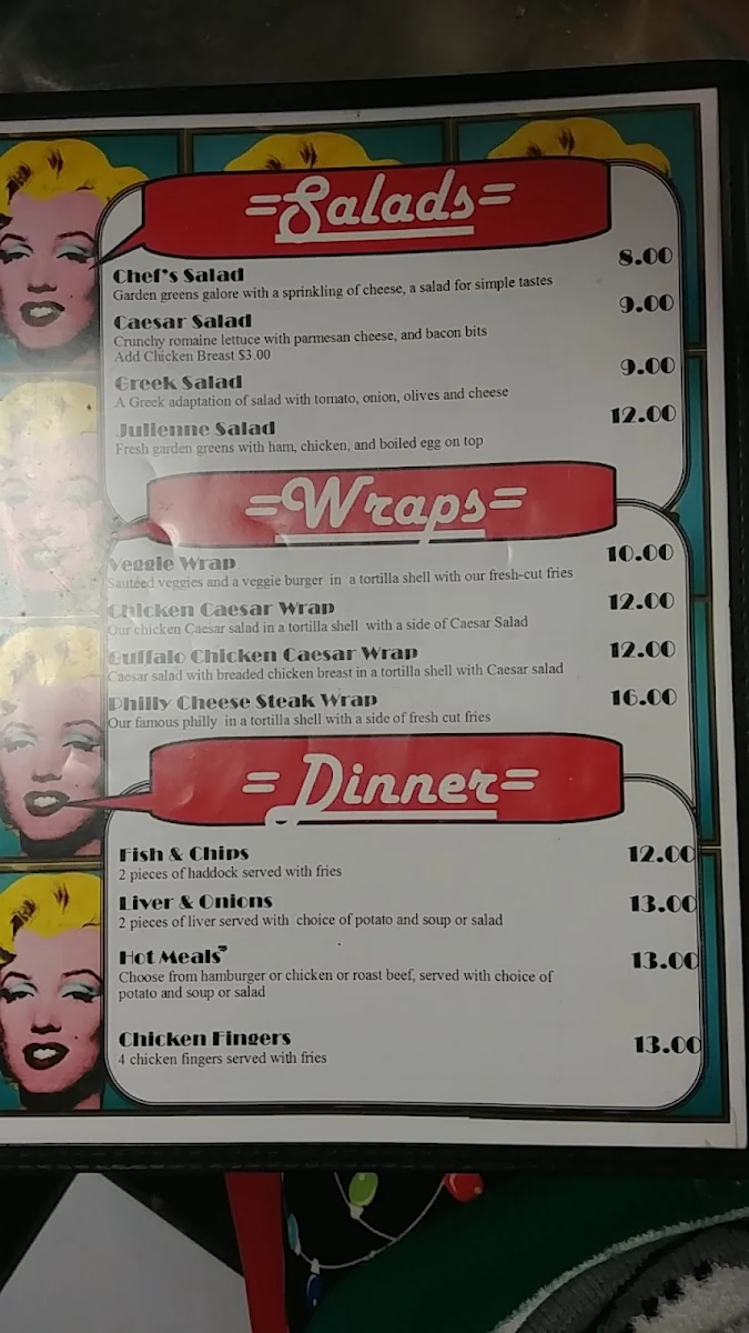 Menu, Diamond's Grill