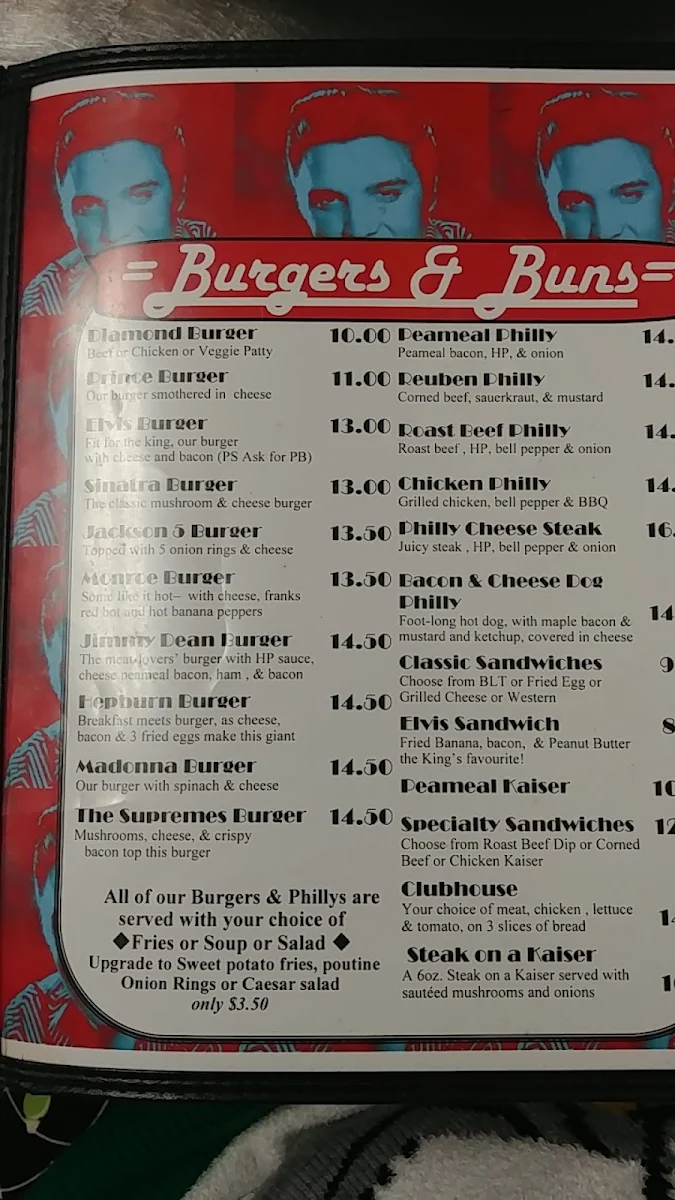 Menu, Diamond's Grill