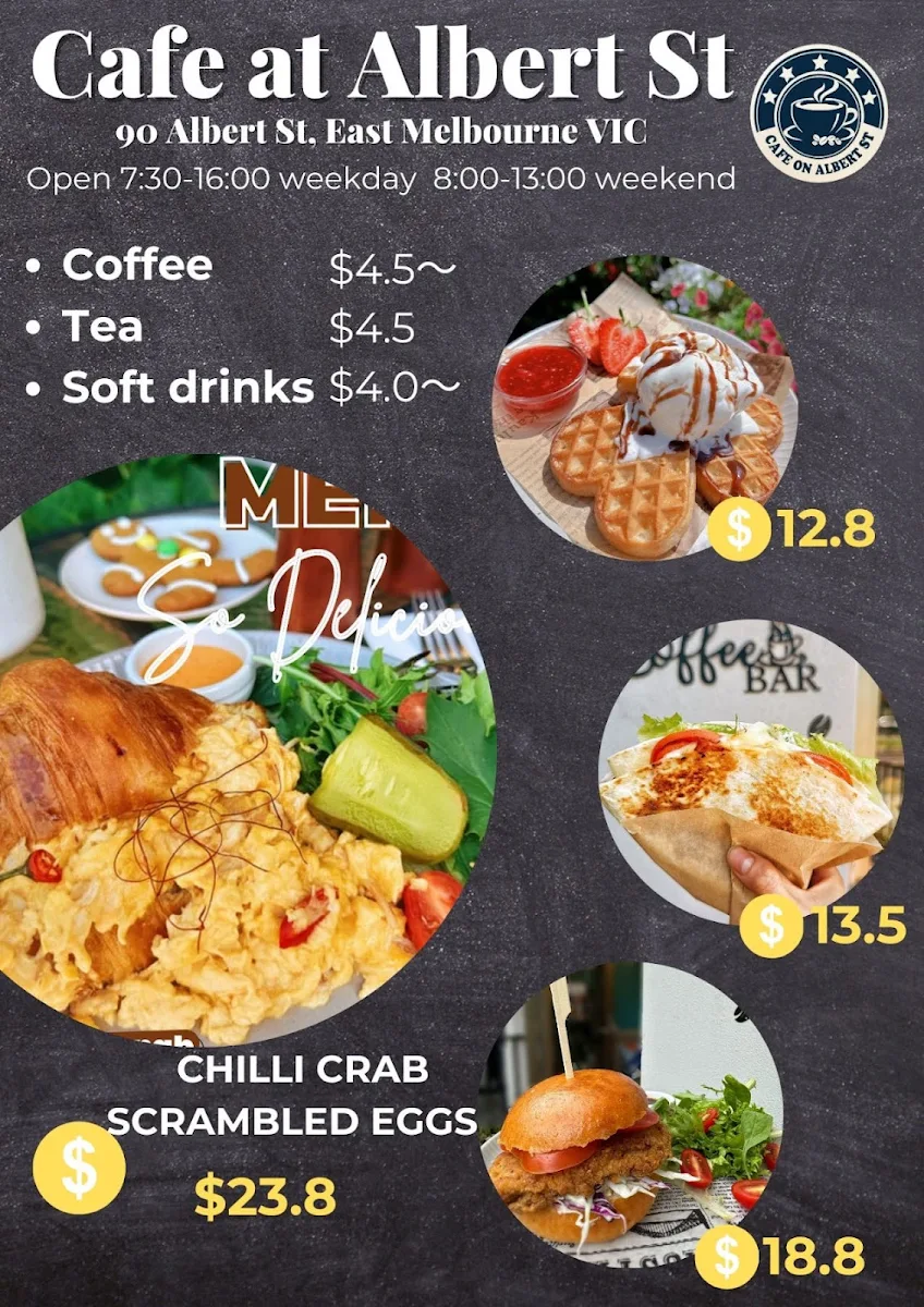Menu, Cafe at Albert St