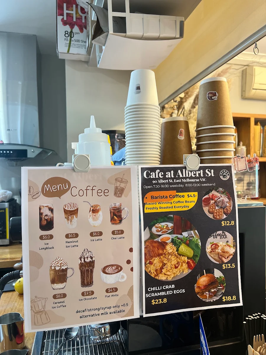 Menu, Cafe at Albert St