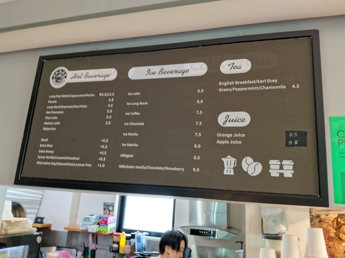 Menu, Cafe at Albert St