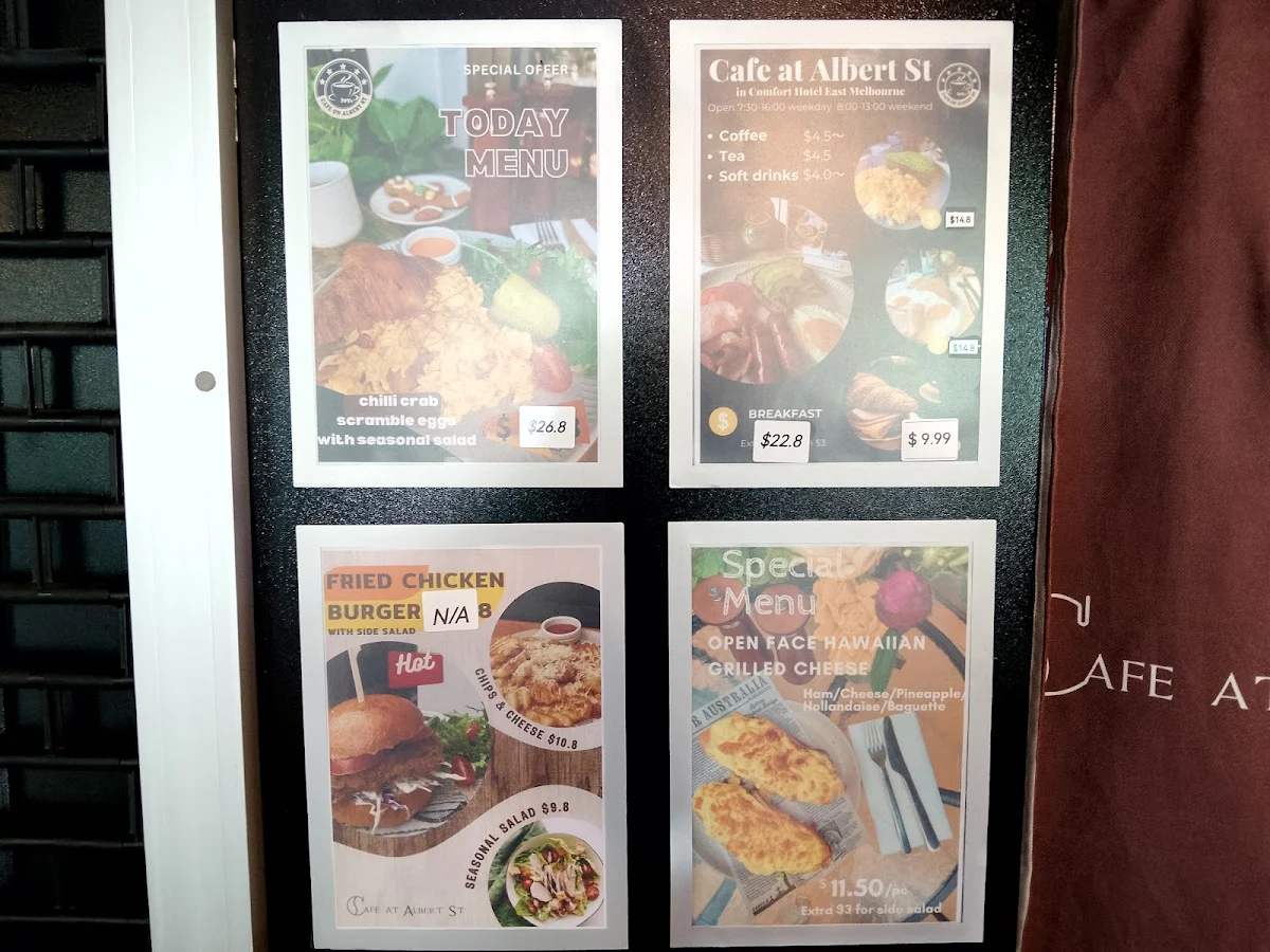 Menu, Cafe at Albert St