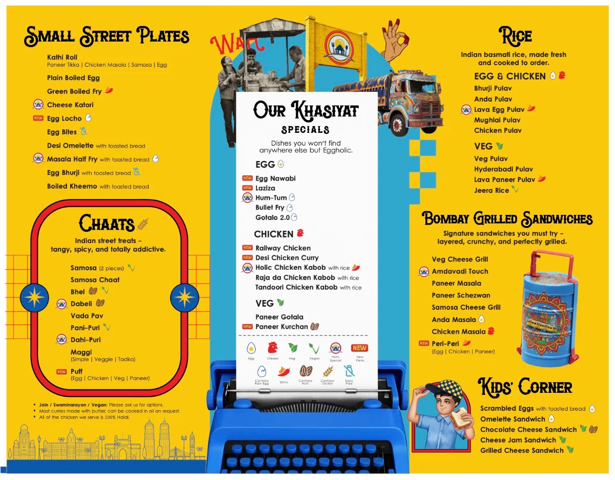 Menu, Eggholic - Indian Street Food