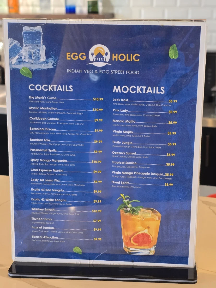 Menu, Eggholic - Indian Street Food