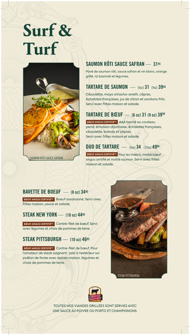 Menu, Blaxton Lebourgneuf