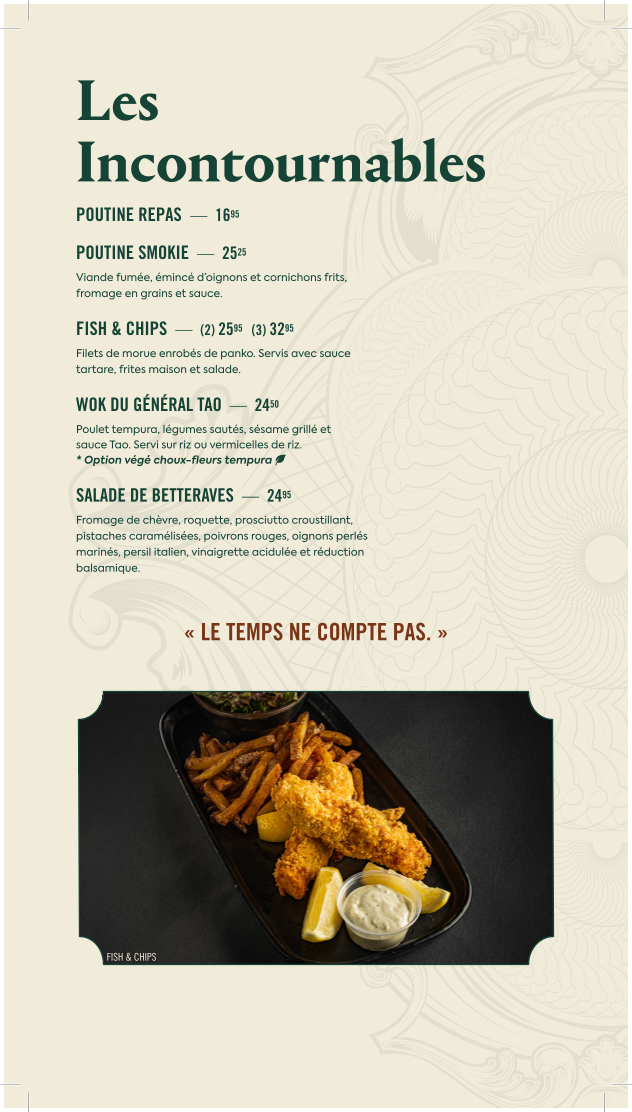 Menu, Blaxton Lebourgneuf