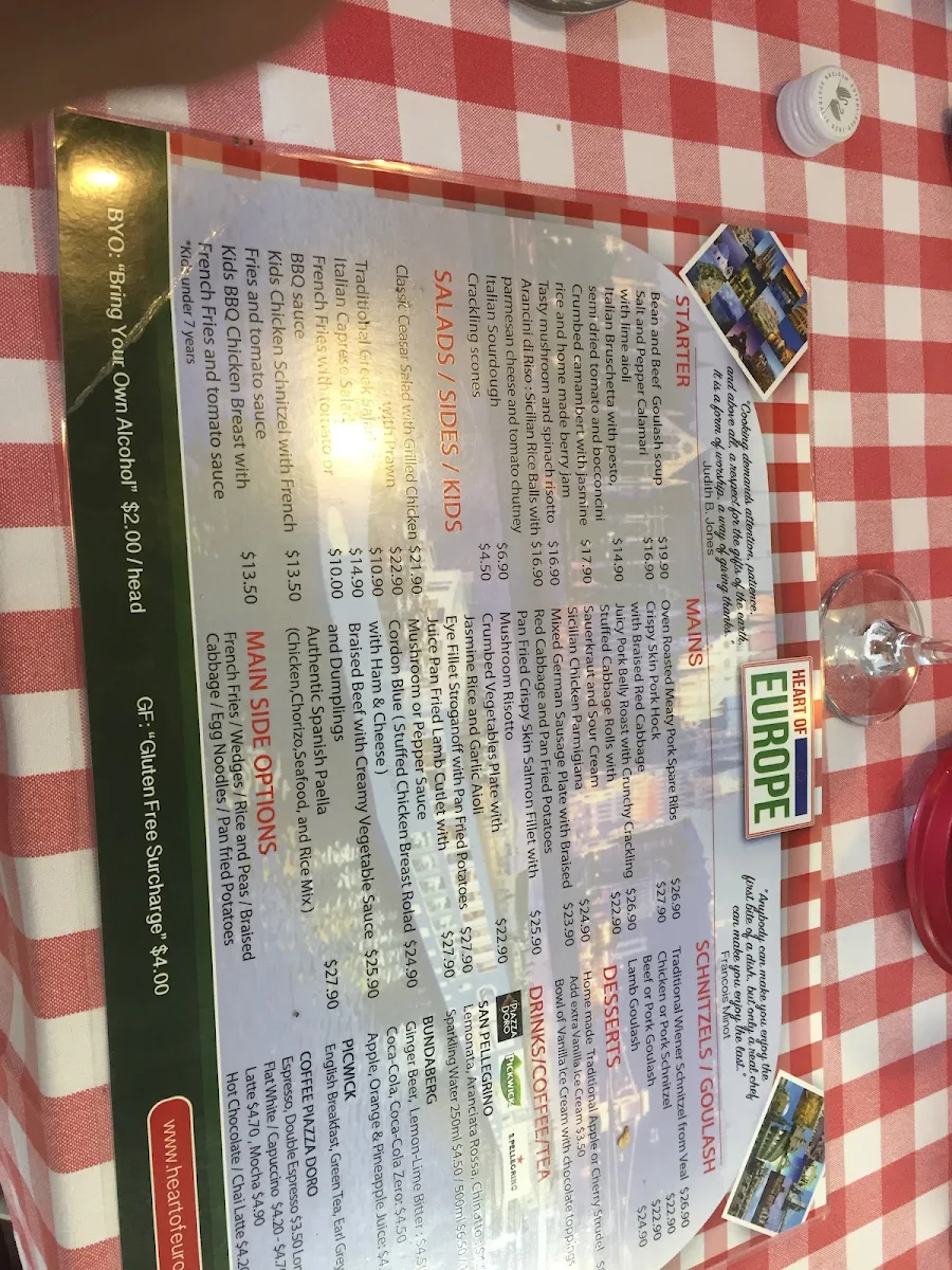 Menu, Heart Of Europe