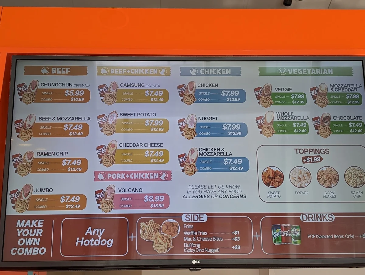 Menu, Chungchun Rice Hotdog Stockyards