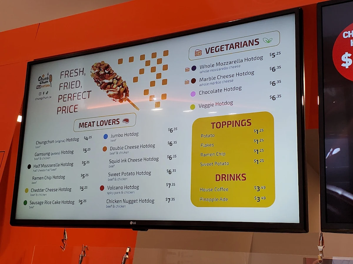 Menu, Chungchun Rice Hotdog Stockyards