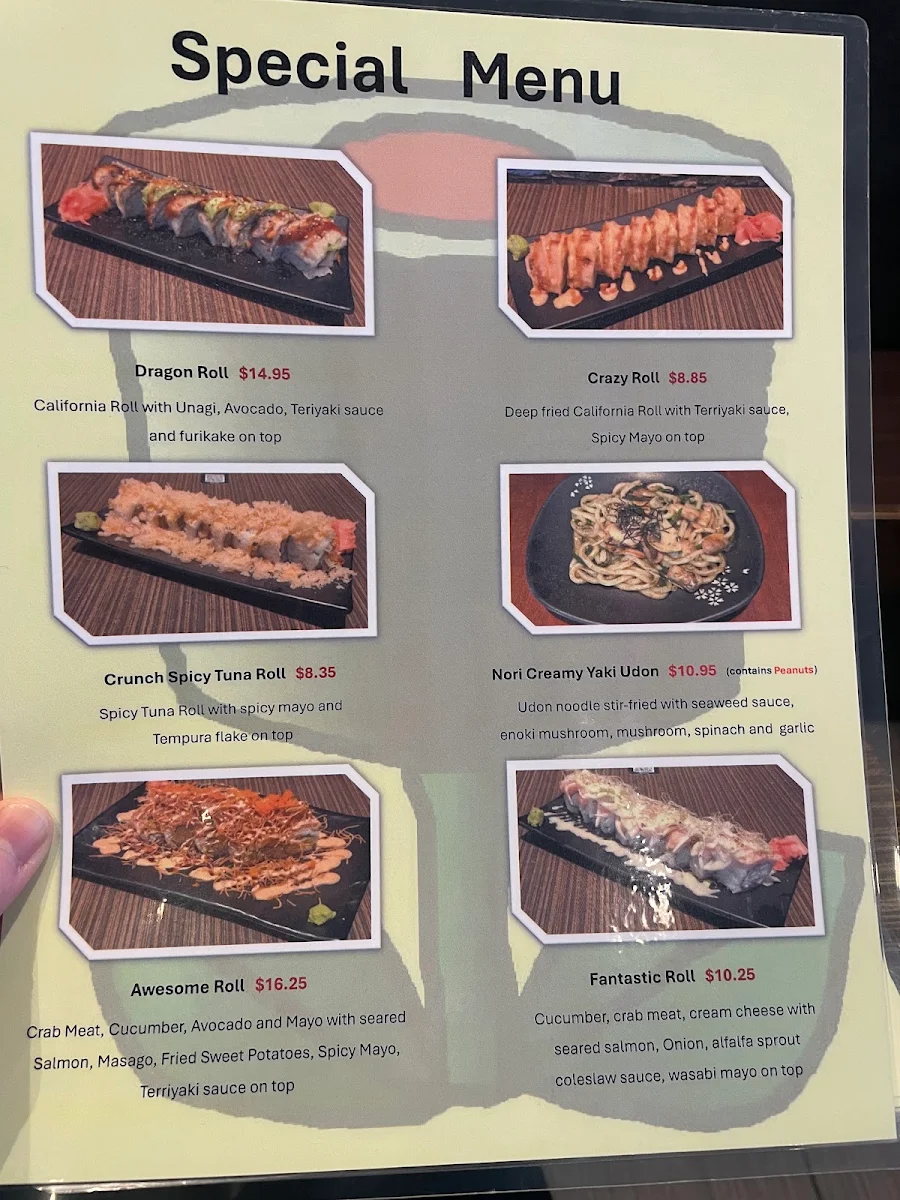 Menu, Sushi Garden Metro