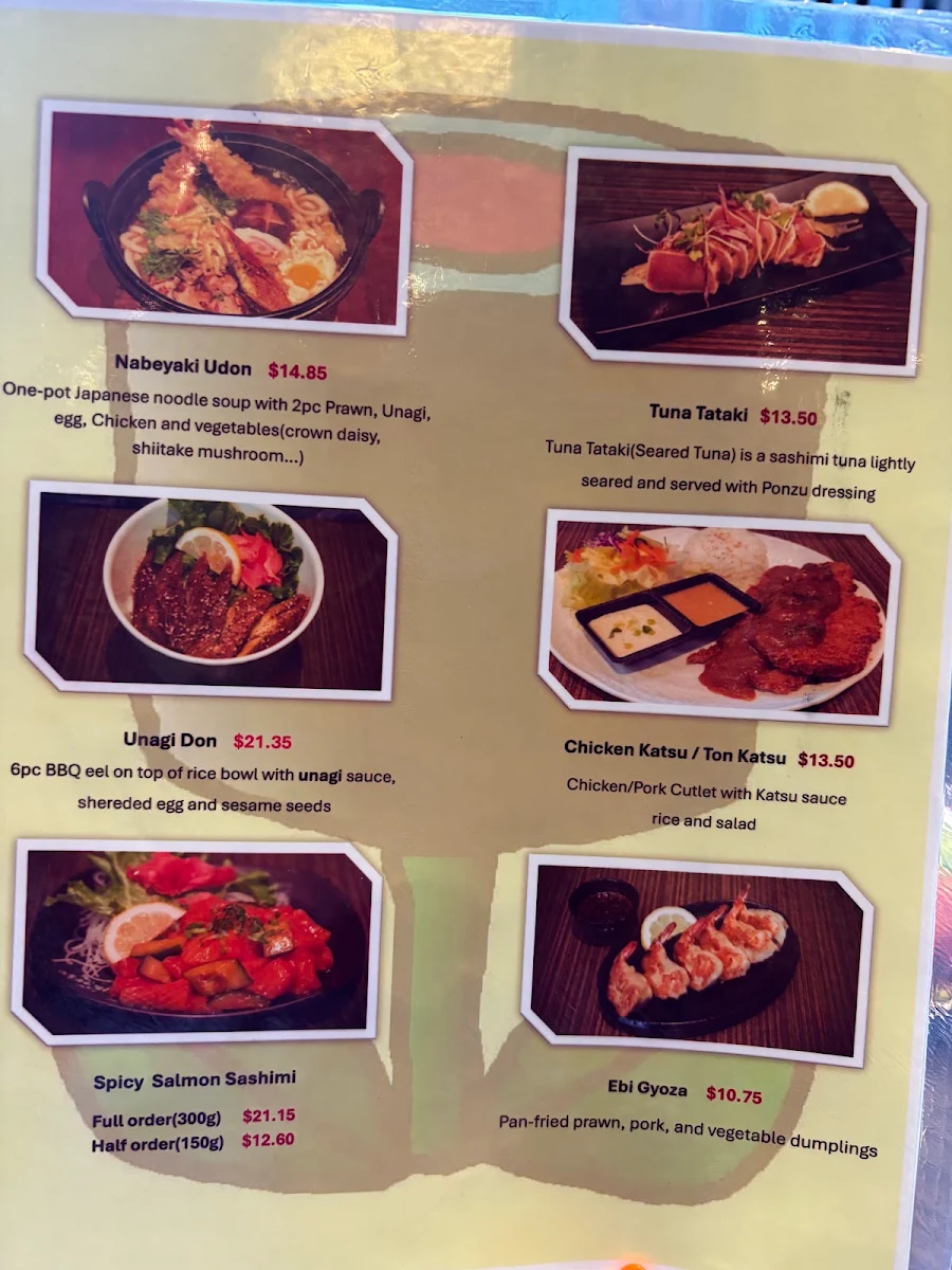Menu, Sushi Garden Metro