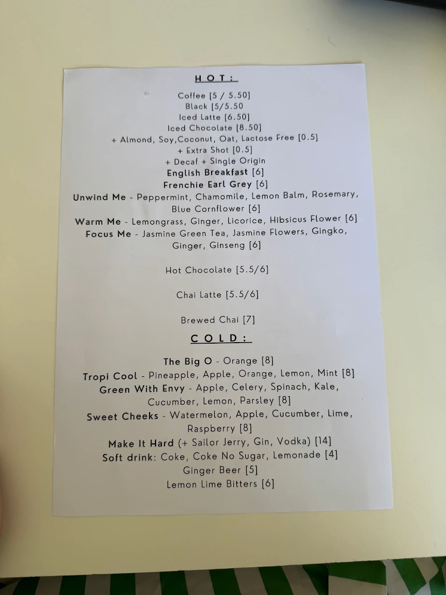 Menu, Banks