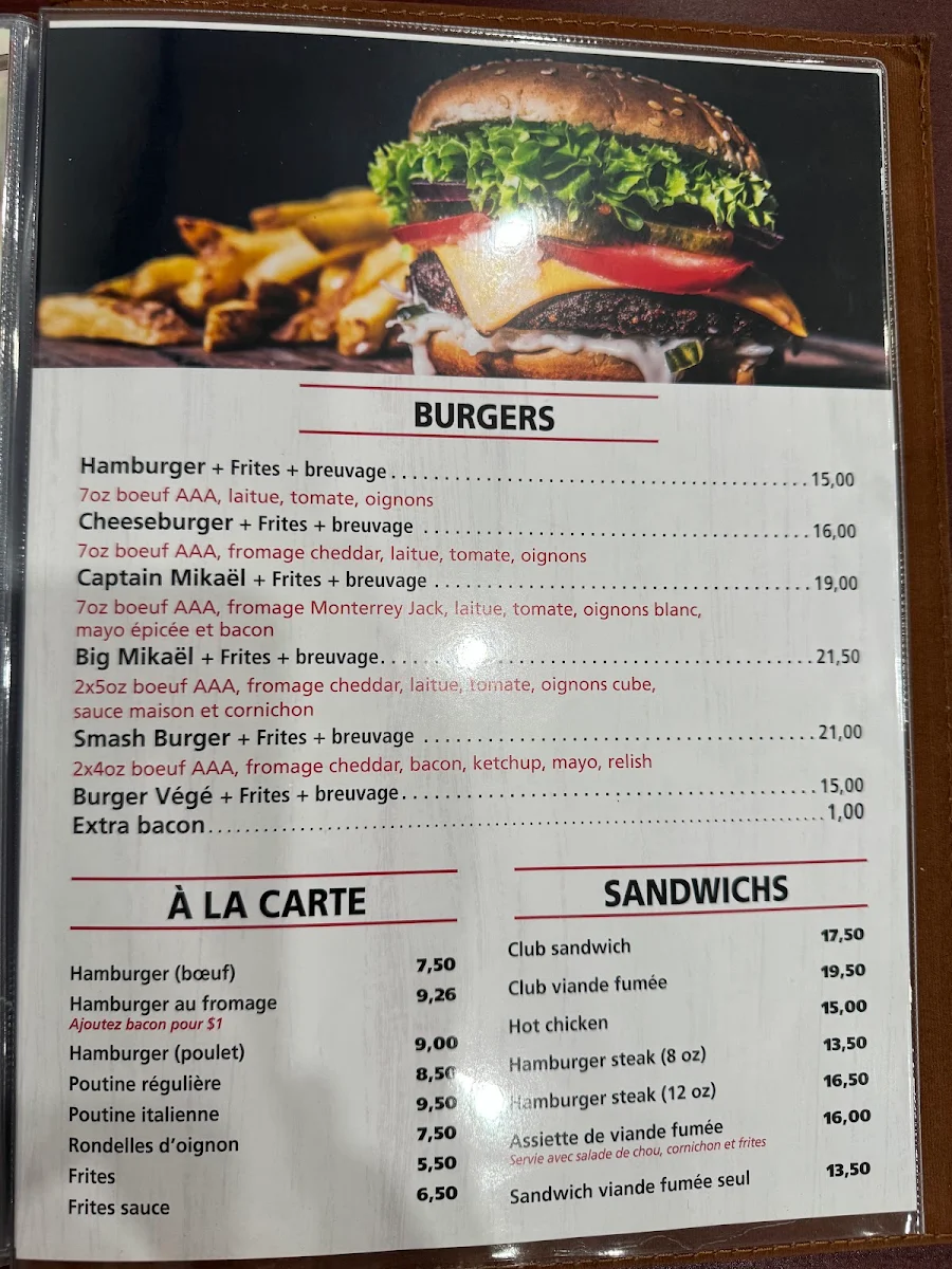 Menu, Restaurant Mikael