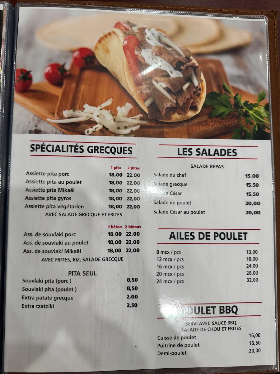 Menu, Restaurant Mikael