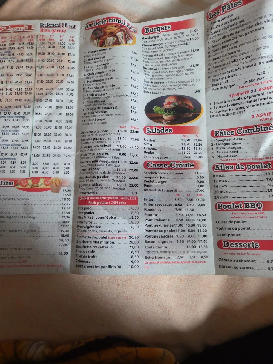 Menu, Restaurant Mikael