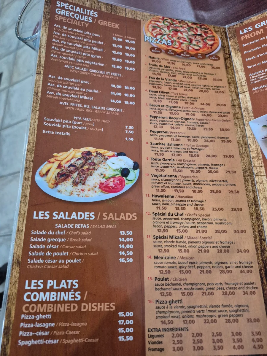 Menu, Restaurant Mikael