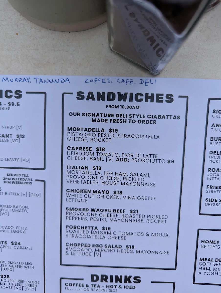 Menu, Black Bird Coffee House