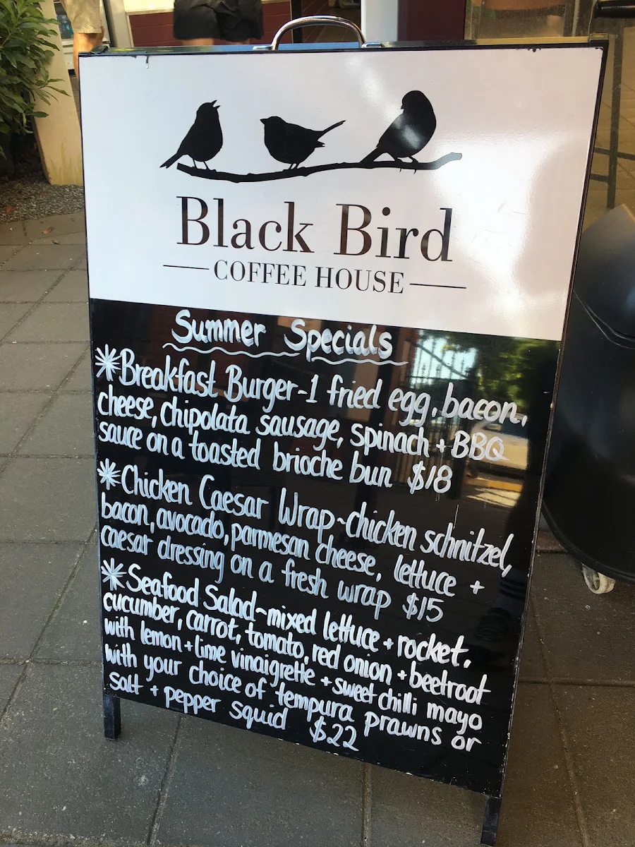 Menu, Black Bird Coffee House