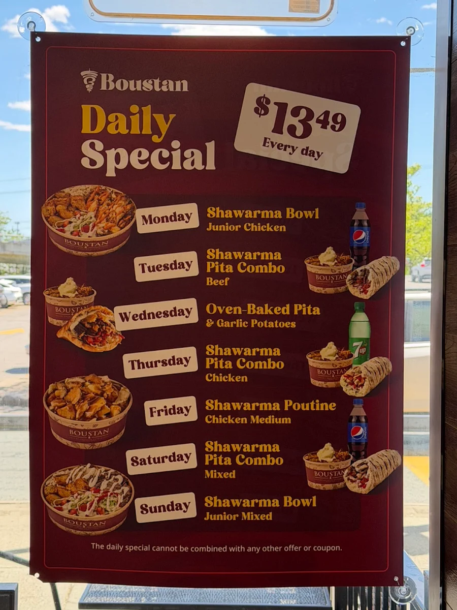 Menu, Restaurant Boustan