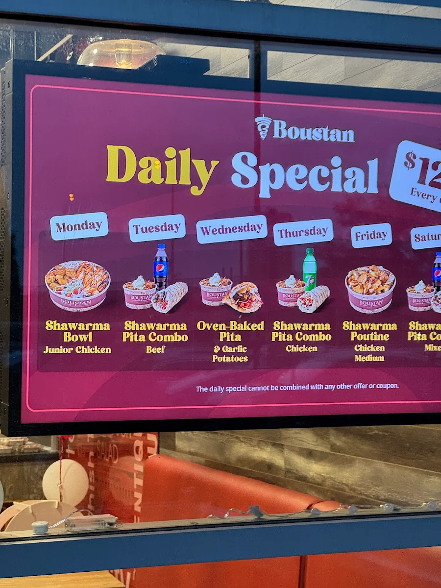 Menu, Restaurant Boustan