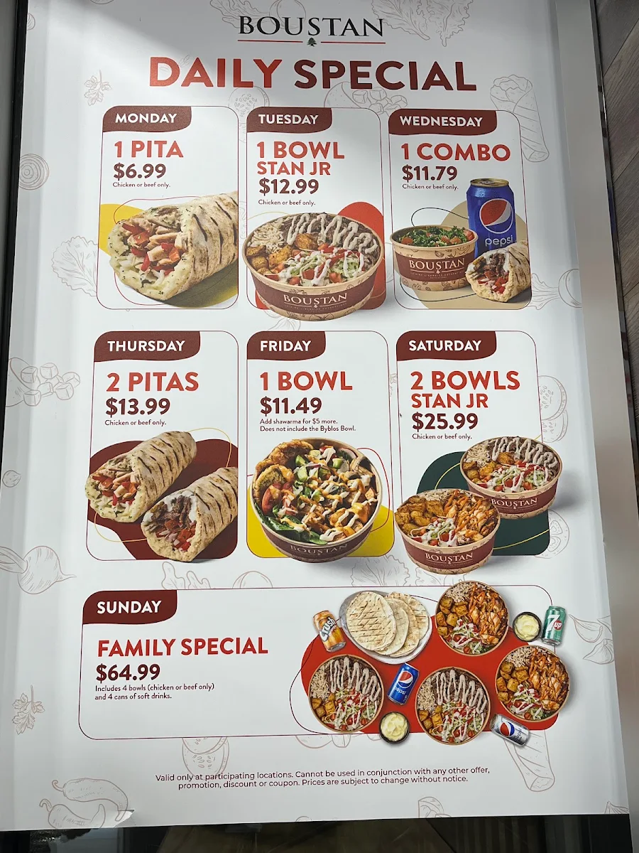 Menu, Restaurant Boustan