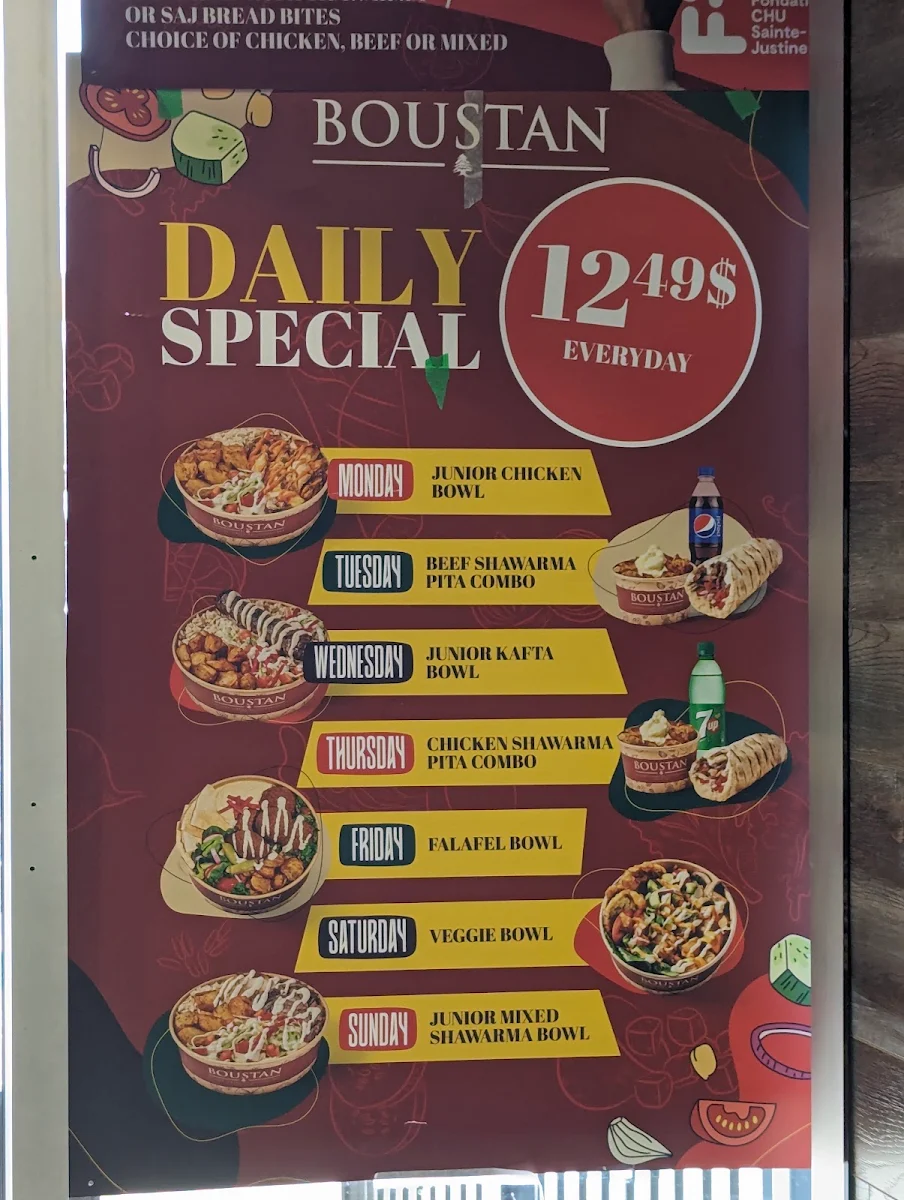 Menu, Restaurant Boustan