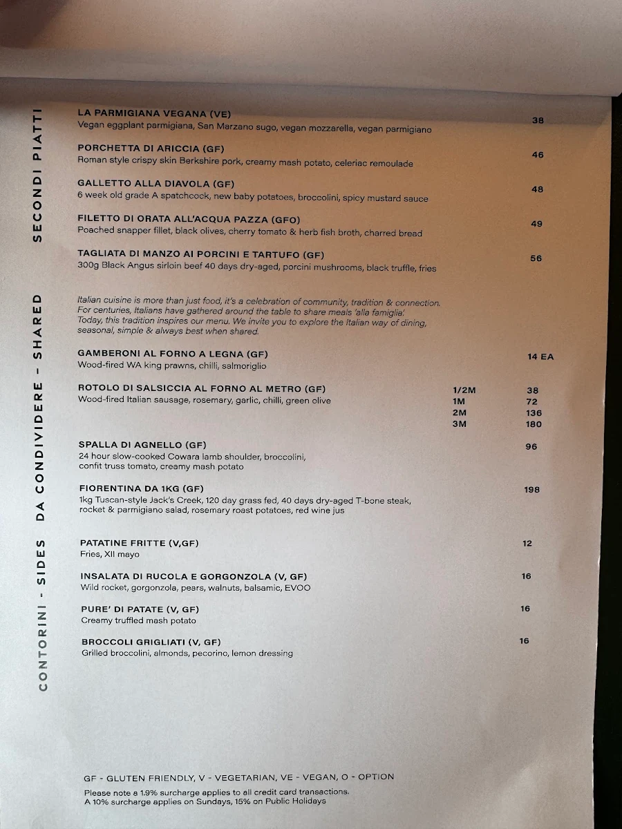 Menu, Dodici Italian Restaurant | Chatswood