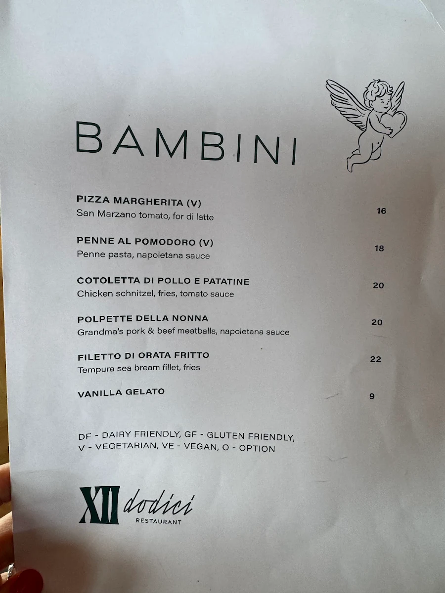 Menu, Dodici Italian Restaurant | Chatswood