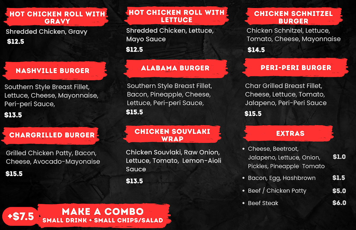 Menu, Galston Grill