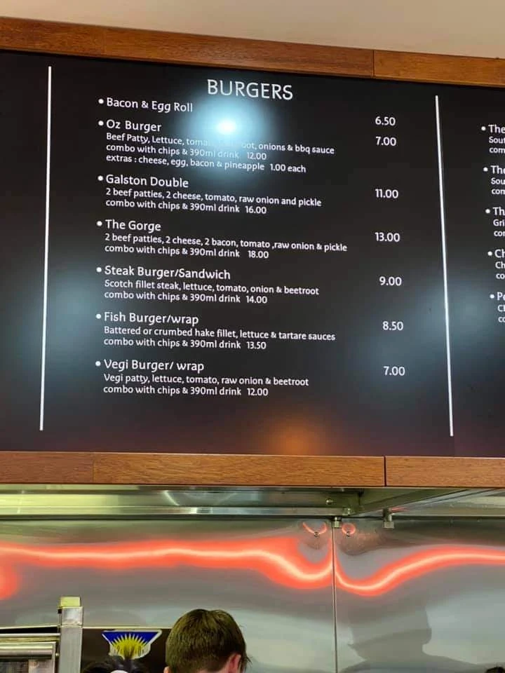 Menu, Galston Grill