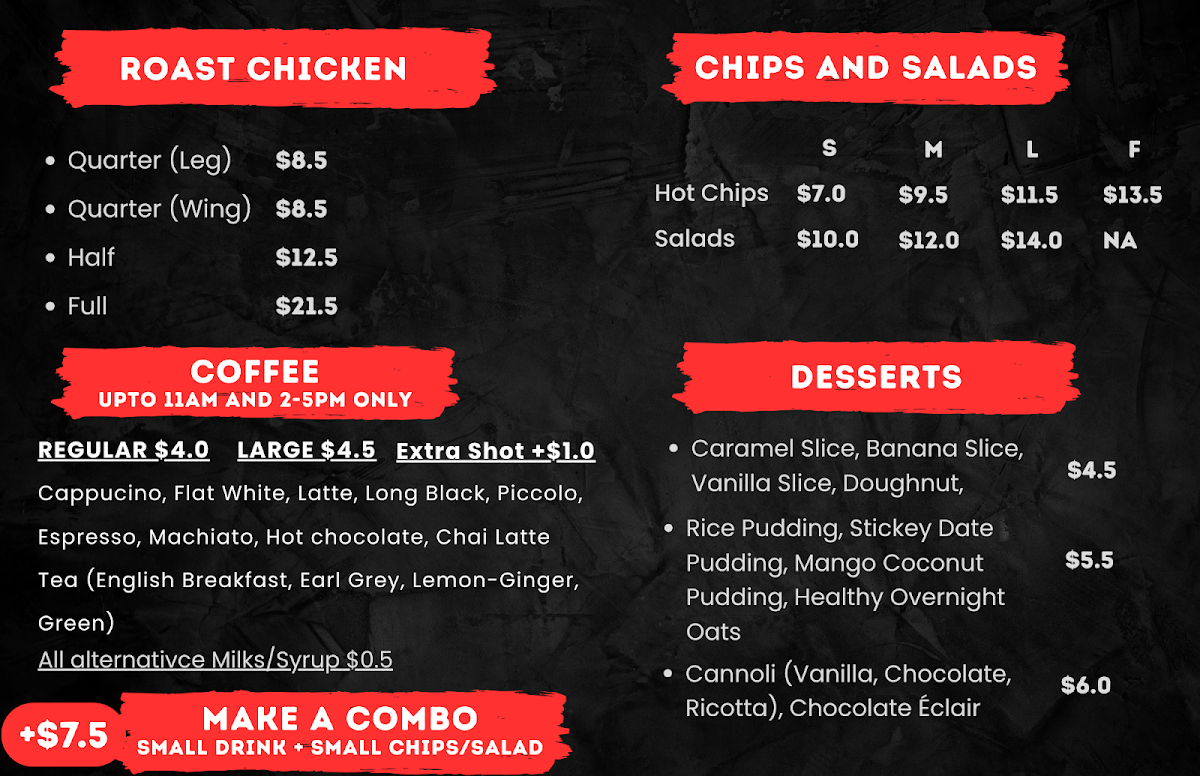 Menu, Galston Grill