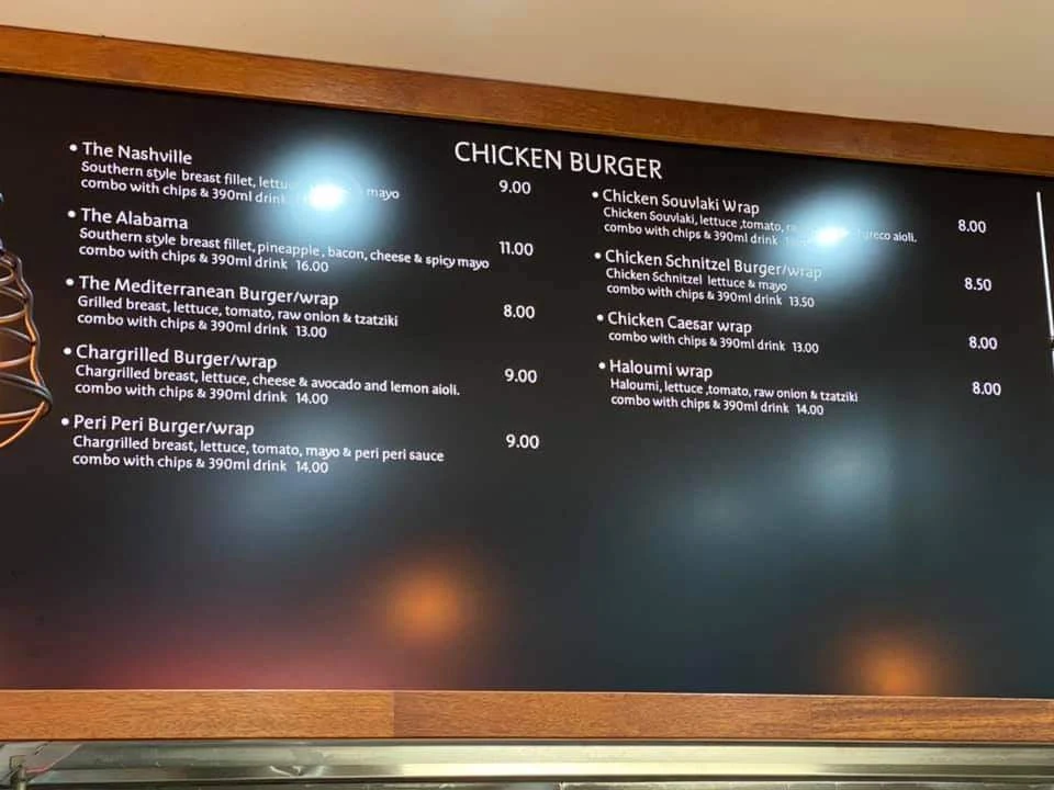 Menu, Galston Grill