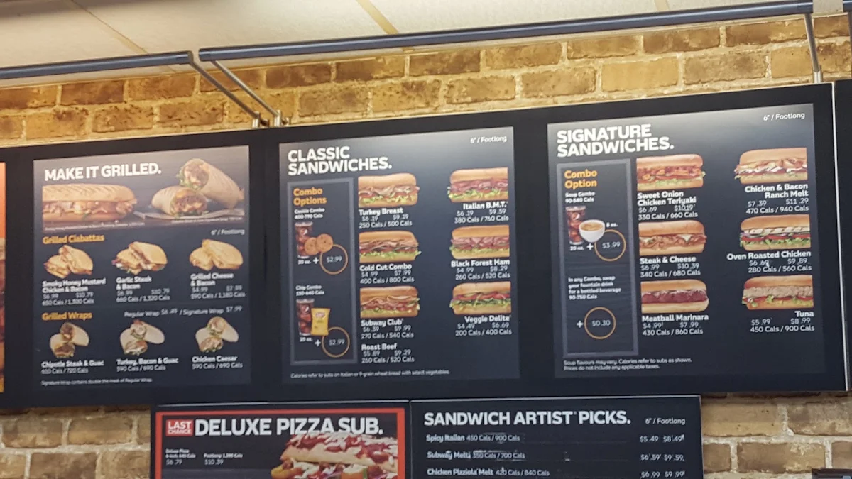 Menu, Subway