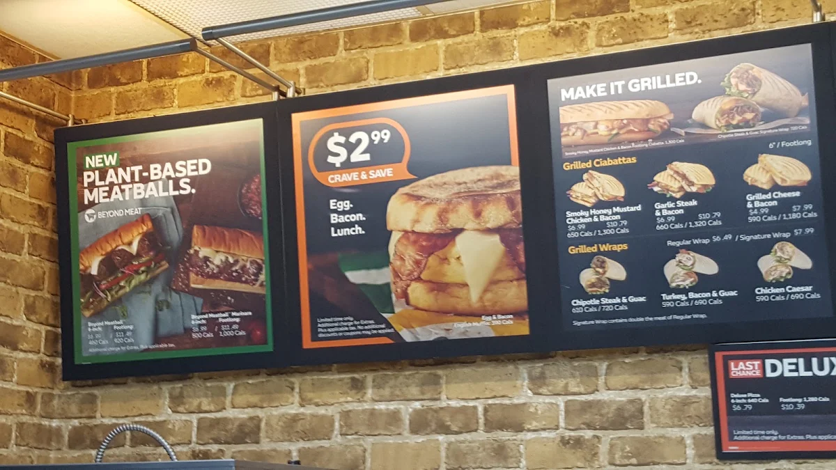 Menu, Subway