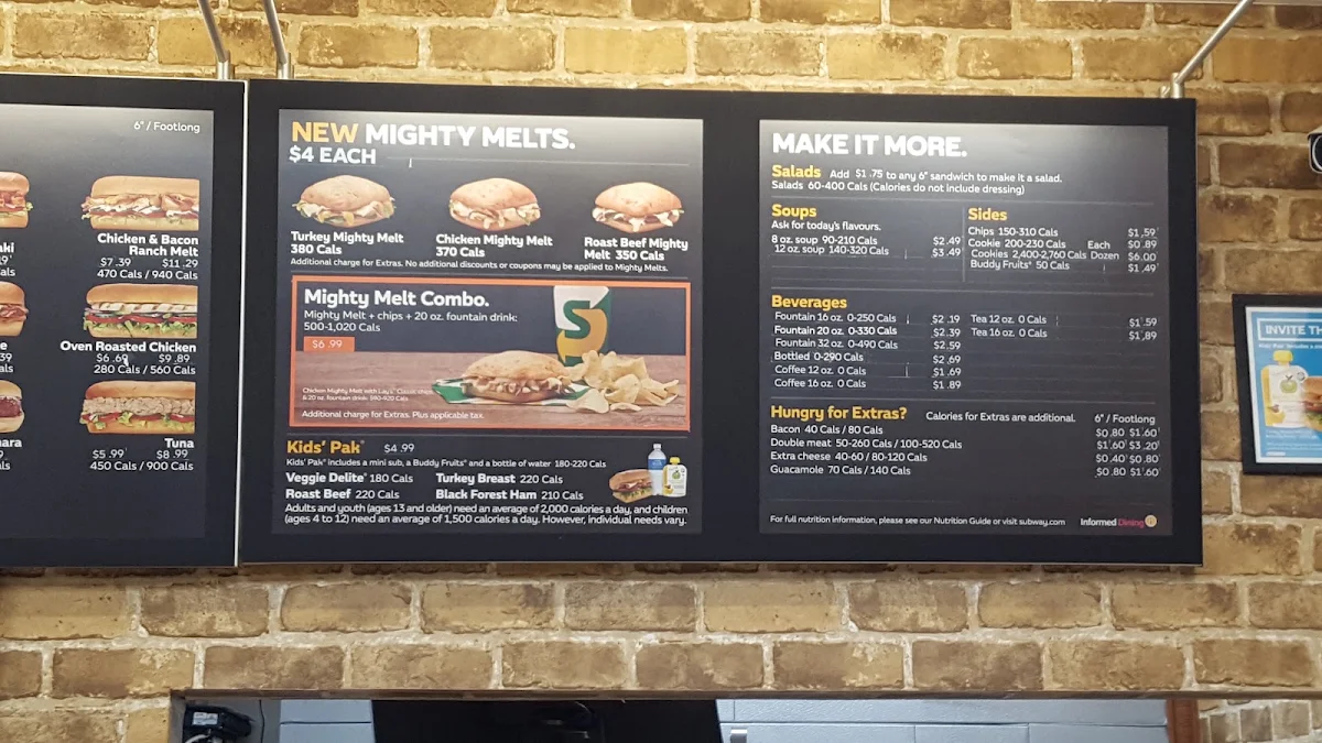 Menu, Subway