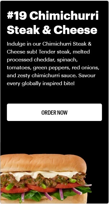 Menu, Subway